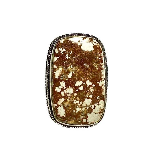 Natural Wild Horse Jasper Gemstone in a Handcrafted 925 Stamped Ring (9) - Picture 7 of 10